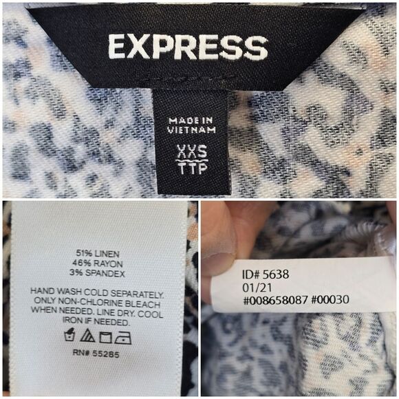 Express Women's XXS Animal Print Long Sleeve Tie-Front Long Sleeve Crop Top - Picture 16 of 16